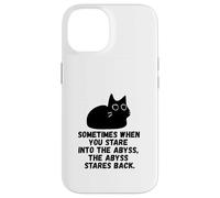 Sometimes When You Stare Into The Abyss Black Sketch Cat Case for iPhone 14