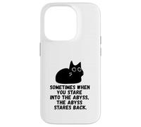 Sometimes When You Stare Into The Abyss Black Sketch Cat Case for iPhone 14 Pro