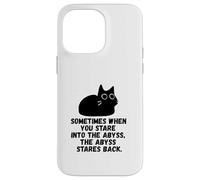 Sometimes When You Stare Into The Abyss Black Sketch Cat Case for iPhone 14 Pro Max