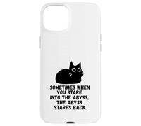Sometimes When You Stare Into The Abyss Black Sketch Cat Case for iPhone 15 Plus