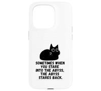Sometimes When You Stare Into The Abyss Black Sketch Cat Case for iPhone 15 Pro