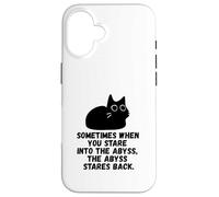 Sometimes When You Stare Into The Abyss Black Sketch Cat Case for iPhone 16