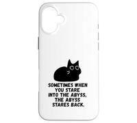 Sometimes When You Stare Into The Abyss Black Sketch Cat Case for iPhone 16 Plus