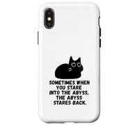 Sometimes When You Stare Into The Abyss Black Sketch Cat Case for iPhone X/XS
