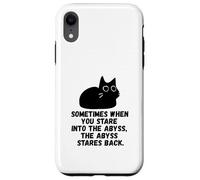 Sometimes When You Stare Into The Abyss Black Sketch Cat Case for iPhone XR