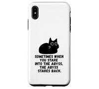 Sometimes When You Stare Into The Abyss Black Sketch Cat Case for iPhone XS Max