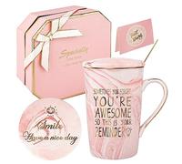 Sometimes You Forget You're Awesome Gift Mug Thank You Gifts for Women, Inspirational Thoughtful Farewell Gifts for Women,Best Friends,Colleagues, Birthday Graduation Gifts Box Set 14oz Pink