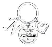 Sometimes You Forget You're Awesome Letter Keyring Initial Alphabet Keychain for Women Men Inspirational Keychain for Daughter Son Brother Sister Coworker Best Friend (N)