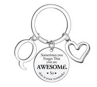 Sometimes You Forget You're Awesome Letter Keyring Initial Alphabet Keychain for Women Men Inspirational Keychain for Daughter Son Brother Sister Coworker Best Friend (Q)