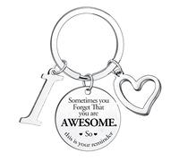 Sometimes You Forget You're Awesome Letter Keyring Initial Alphabet Keychain for Women Men Inspirational Keychain for Daughter Son Brother Sister Coworker Best Friend (I)