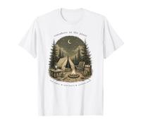 Somewhere in the Pines Campfire Moon Forest Design T-Shirt