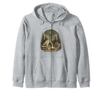 Somewhere in the Pines Campfire Moon Forest Design Zip Hoodie