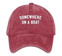 Somewhere On A Boat Hat, Somewhere On A Boat Cap, Funny Print Baseball Caps Women Man Red