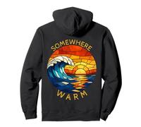 Somewhere Warm Sunset Beach Wave Vacation Stained Glass Tee Pullover Hoodie
