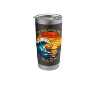 Somewhere Warm Sunset Beach Wave Vacation Stained Glass Tee Stainless Steel Insulated Tumbler