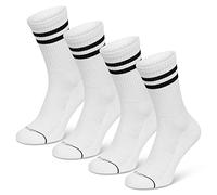 SOMEYOU retro sports socks with stripes, made of organic cotton, 4 pairs, size 6-8 UK, women's & men's tennis socks, fitness, stripes black