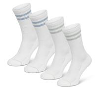 SOMEYOU retro sports socks with stripes, made of organic cotton, 4 pairs, size 9-12 UK, women's & men's tennis socks, fitness, multicoloured stripes (2x light blue, 2x mint green)
