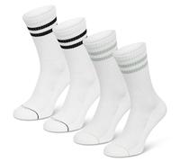 SOMEYOU retro sports socks with stripes, made of organic cotton, 4 pairs, size 9-12 UK, women's & men's tennis socks, fitness, multicoloured stripes (2x black, 2x mint green)