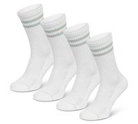 SOMEYOU retro sports socks with stripes, made of organic cotton, 4 pairs, size 9-12 UK, women's & men's tennis socks, fitness, stripes mint green