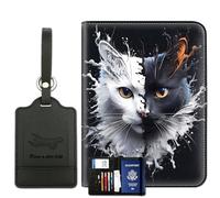 SOMFUAKA Passport Holder Women, Luggage Tags and Passport Covers Set, PU Leather Passport Wallet with RFID Blocking, Waterproof Travel Document Case for Men, Card Holder, SO-Passport-2-E124