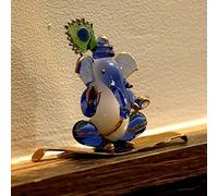 Somil Leaded Crystal Ganesh Sitting On Leave Statue, Standard, Multicolour