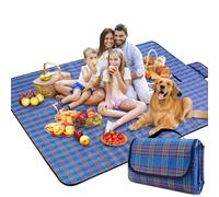 SOMIYAMI Tartan Picnic Blanket Waterproof, Garden Outdoor Camping Blanket, Beach Picnic Mat With Carrying Handle, Washable Multipurpose 150 x 200cm 150 x 200cm (Blue)