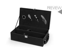 Sommelier Briefcase 5 Pieces In Eco-Leather Black For 2 Bottles H&H