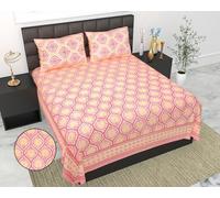 SOMMELITE Printed Diamond Plate Bedsheet King Size with Two Pillow Covers (Color:- Yellow)