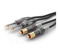 Sommer Cable Basic Hicon HBA-62C2-0300 Stereo Jack Audio Connection Cable Jack Plug 6.3 mm (Mono) 2x RCA S Black