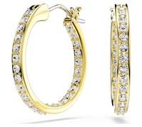Sommerset hoop earrings, Small, White, 18K gold finish