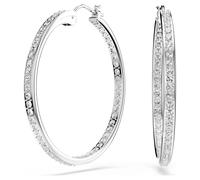 Swarovski Sommerset hoop earrings, White, Rhodium plated