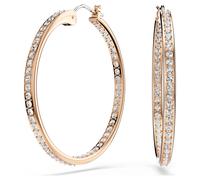 Swarovski Sommerset hoop earrings, White, Rose gold-tone plated