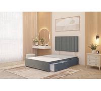 Somnior Alexas 2 Draw Divan Bed Base with Headboard Linen Fabric in Mid Grey | Size: Super King Somnior Mid Grey Super King