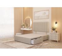 Somnior Alexas 2 Draw Divan Bed Base with Headboard Tweed Fabric in Natural | Size: Single Somnior Natural Single