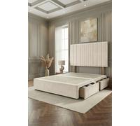 Somnior Alexas 2 Drawers Divan Bed with 30" Upholstered Headboard Plush Velvet in Ivory | Size: Small Single Somnior Ivory Small Single