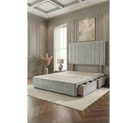 Somnior Alexas 2 Drawers Divan Bed With 30" Upholstered Headboard Plush Velvet In Silver Silver