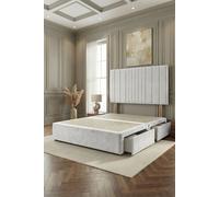 Somnior Alexas 2 Drawers Divan Bed with 30" Upholstered Headboard Plush Velvet in White | Size: Double Somnior White Double