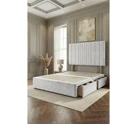 Somnior Alexas 2 Drawers Divan Bed With 30" Upholstered Headboard Plush Velvet In White White