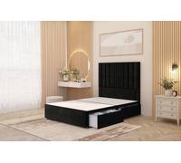 Somnior Alexas Divan 2 Draw Bed Base With Floor Standing Headboard Plush Velvet In Black Black