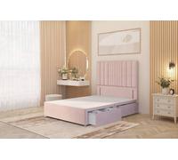 Somnior Alexas Divan 2 Draw Bed Base With Floor Standing Headboard Plush Velvet In Pink Pink