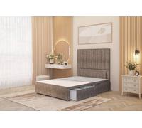 Somnior Alexas Divan 2 Draw Bed Base with Floor Standing Headboard Tweed Fabric in Brown | Size: Super King