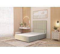 Somnior Alexas Divan Bed Base with 54" Floor Standing Headboard Linen Fabric in Beige | Size: Small Double
