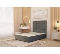 Somnior Alexas Divan Bed Base With 54" Floor Standing Headboard Linen Fabric In Mid Grey Mid Grey