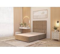 Somnior Alexas Divan Bed Base With 54" Floor Standing Headboard Plush Velvet In Beige Beige