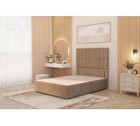 Somnior Alexas Divan Bed Base with 54" Floor Standing Headboard Plush Velvet in Beige | Size: Double Somnior Beige Double