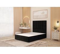 Somnior Alexas Divan Bed Base with 54" Floor Standing Headboard Plush Velvet in Black | Size: Super King Somnior Black Super King