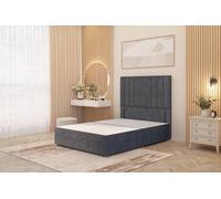 Somnior Alexas Divan Bed Base with 54" Floor Standing Headboard Plush Velvet in Charcoal | Size: King