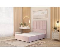 Somnior Alexas Divan Bed Base with 54" Floor Standing Headboard Plush Velvet in Pink | Size: King