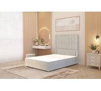 Somnior Alexas Divan Bed Base with 54" Floor Standing Headboard Plush Velvet in Silver | Size: Small Double