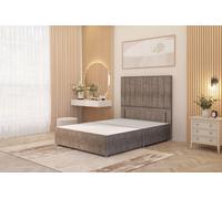 Somnior Alexas Divan Bed Base with 54" Floor Standing Headboard Tweed Fabric in Brown | Size: King Somnior Brown King